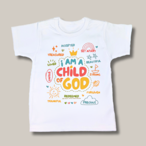 Kinder T-shirt – I am a Child of God | Vrolijke, Kleurrijke Boodschap van Geloof
