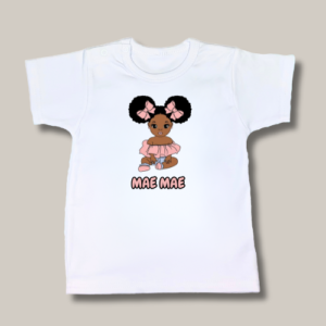 Meisjes Kinder T-shirt – Cute Baby Girl met Twee Curly Staartjes | met Naam